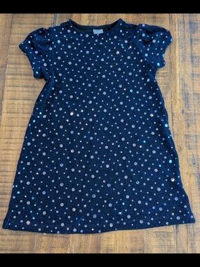 next Navy Sequin Shirt Sleeve Polka Dot A-line Dress